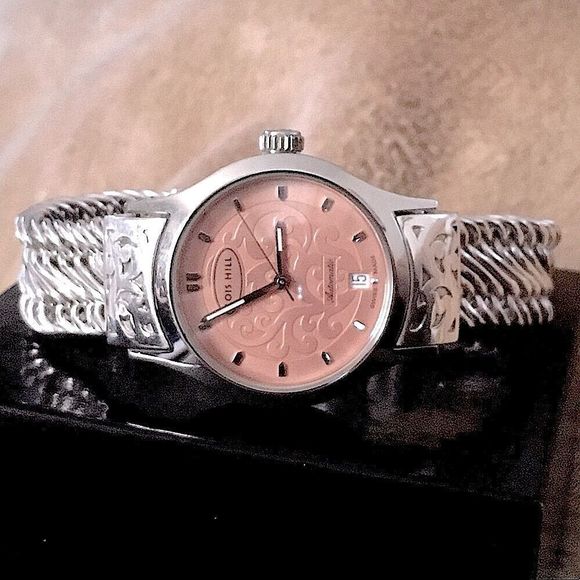 LOIS HILL Watch Pink Face Automatic Sterling Band - Picture 3 of 16